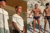 Ronaldo xuất hiện bảnh bao nhưng con trai mới chiếm "spotlight": 16 tuổi đã cao 1m85, màn cha con đọ cơ bắp cũng gây choáng