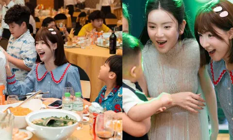 Ảnh nét căng Hòa Minzy dẫn Bo thúi đi sinh nhật con trai Quang Hải, màn đọ sắc với Chu Thanh Huyền mới gây sốt