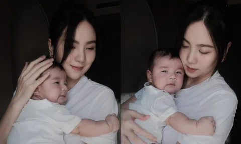 Mai Ngọc khoe ảnh căng đét của quý tử gần 3 tháng tuổi, ai cũng xuýt xoa: “Panda giống bố như đúc"