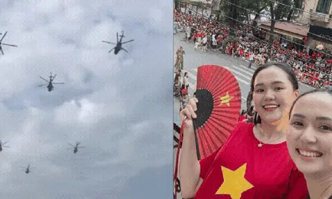 Vợ Văn Quyết háo hức khoe góc ngắm máy bay, trực thăng ngày tổng hợp luyện lần 2, tự hào quá Việt Nam ơi!