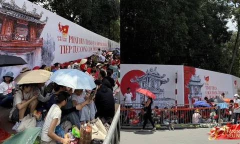Xuất hiện "bức tường" 2m tại Văn Miếu-Quốc Tử Giám đúng vị trí đoàn diễu binh đi qua, lý do khiến dân tình gật gù