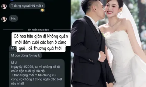 Con người thật của Đỗ Hà - vợ TGĐ Sơn Hải hé lộ qua tin nhắn mời bạn cấp 3 đi đám dự cưới