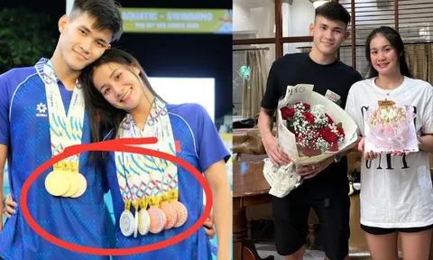 Bức ảnh gây sốt của cặp đôi hot nhất SEA Games 33: Trai tài gái giỏi, đẹp đôi còn "lụm" cả "rổ" huy chương!