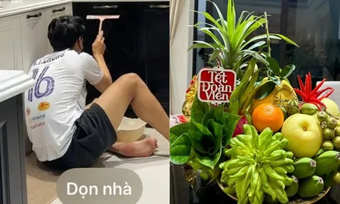 Vợ Thành Chung khoe khéo biệt thự lộng lẫy ngày Tết: Chồng lo dọn dẹp, vợ trổ tài nữ công gia chánh điểm 10