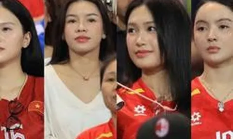 Dàn WAGs Chu Thanh Huyền, Doãn Hải My, vợ Xuân Son đọ sắc trên sân Mỹ Đình nhưng vợ Thành Chung mới chiếm "spotlight"