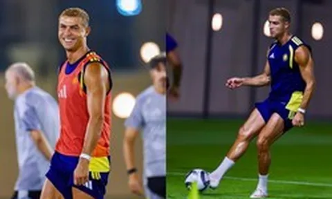 Ronaldo vẫn chưa dừng lại, khoe cơ bắp cuồn cuộn tươi rói trên sân tập ở tuổi 41