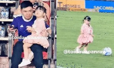 Cháu gái của "bầu Hiển" mới 3 tuổi đã mê trái bóng tròn, gương mặt "copy paste" từ bố chủ tịch, đủ thấy gen nội trội thế nào!