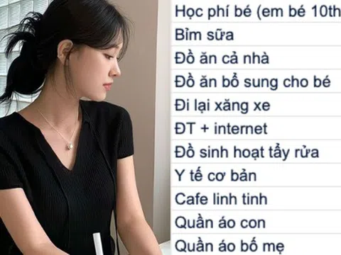 Bảng chi tiêu 13 dòng của cô vợ Hà Nội khiến dân mạng đầu hàng