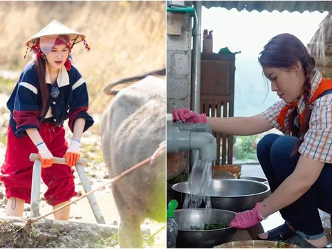 Tiểu thư 7000 tỷ gây sốt ở Gia Đình Haha: Tay quen bóc đồ hiệu giờ "nếm" cảm giác đào sắn, bẻ măng, cày ruộng hùng hục