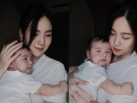 Mai Ngọc khoe ảnh căng đét của quý tử gần 3 tháng tuổi, ai cũng xuýt xoa: “Panda giống bố như đúc"