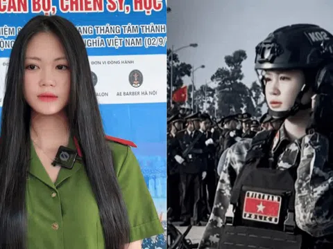 Chiến sĩ khối nữ Cảnh sát đặc nhiệm nổi tiếng sau vài phút đi hiến tóc, diện quân phục khí chất ngút trời