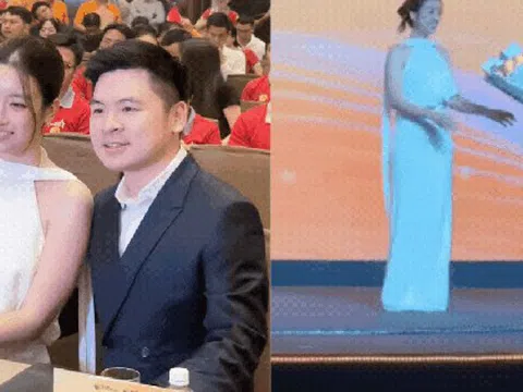 Khoảnh khắc tình bể bình của Đỗ Mỹ Linh và chủ tịch CLB Hà Nội giữa sự kiện, netizen "lụi tim" vì quá ngọt ngào