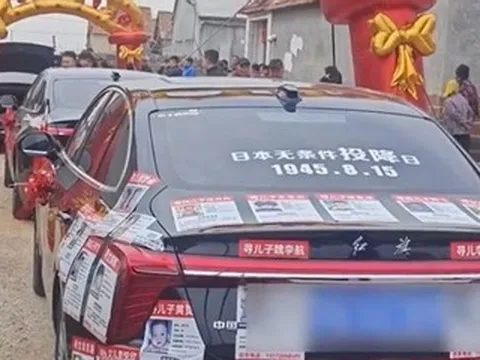 Chiếc xe rước dâu phủ kín ảnh trẻ mất tích và câu chuyện xúc động phía sau