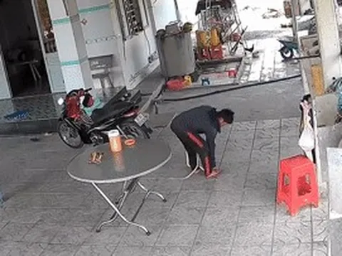 Thót tim cảnh người đàn ông Tây Ninh tay không bắt rắn 1,5m giữa sân nhà