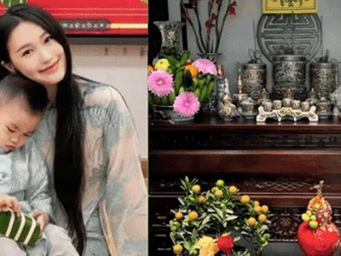 Doãn Hải My trang trí biệt thự chục tỷ đón Tết, được khen vừa đẹp vừa khéo vì mâm cỗ cúng ông Công ông Táo