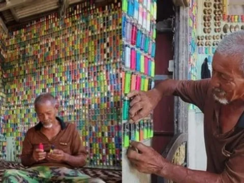 Ông lão trang trí nhà bằng 4.000 chiếc bật lửa đủ màu sắc