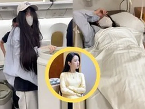 Chu Thanh Huyền "đầu bù tóc rối", nôn ói liên tục trên máy bay, vừa hạ cánh đã vào thẳng bệnh viện, chuyện gì đây?