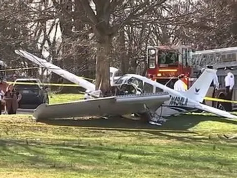 Máy bay đâm vào cây trong công viên, 2 người sống sót thần kỳ